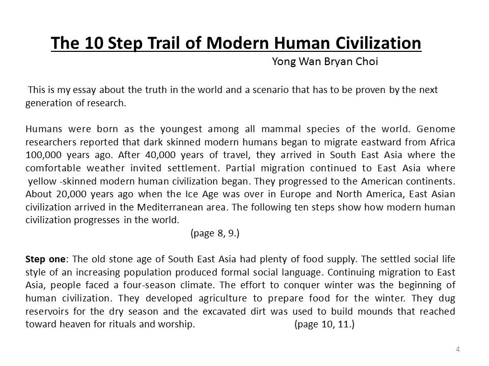 The 10-Step Trail of Modern Human Civilization